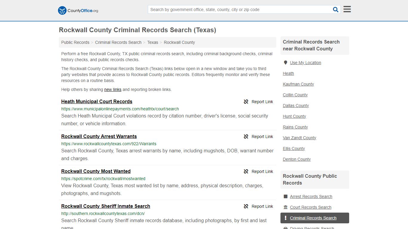 Rockwall County Criminal Records Search (Texas) - County Office