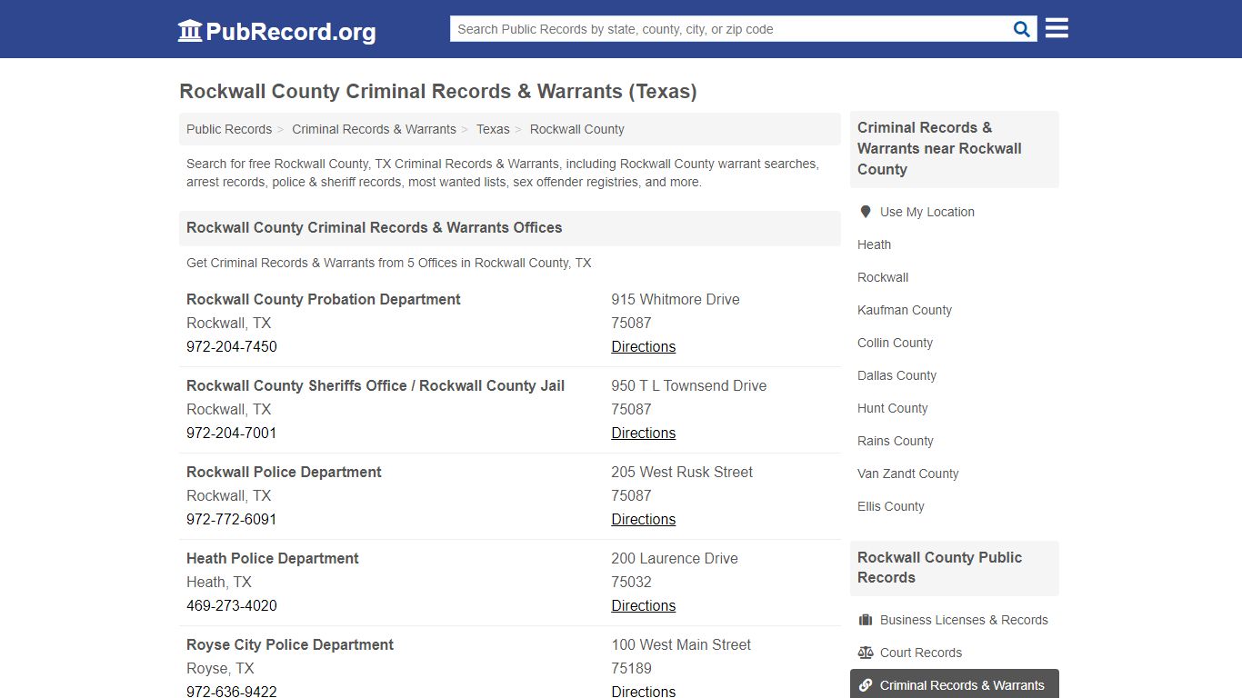Rockwall County Criminal Records & Warrants (Texas)